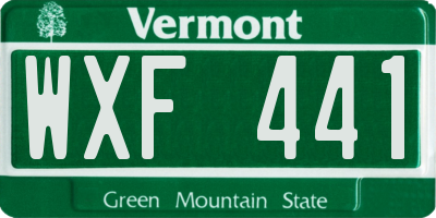 VT license plate WXF441