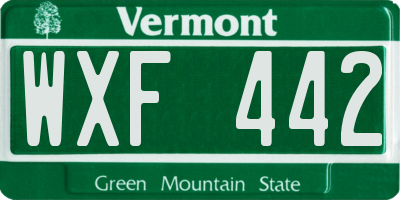 VT license plate WXF442