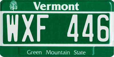 VT license plate WXF446
