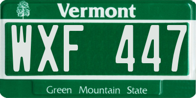 VT license plate WXF447