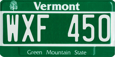 VT license plate WXF450