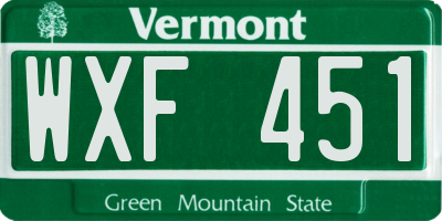 VT license plate WXF451