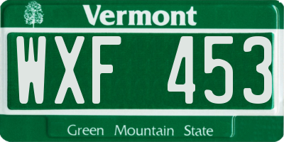 VT license plate WXF453