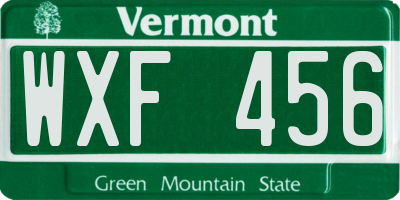 VT license plate WXF456