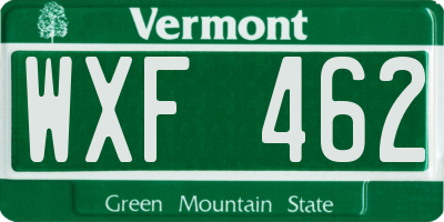 VT license plate WXF462