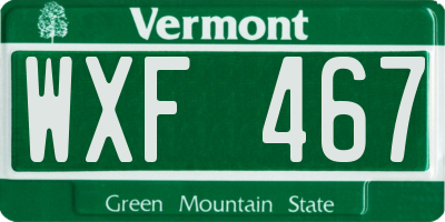 VT license plate WXF467