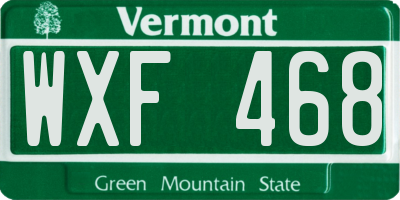 VT license plate WXF468