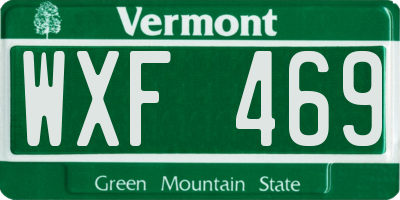VT license plate WXF469