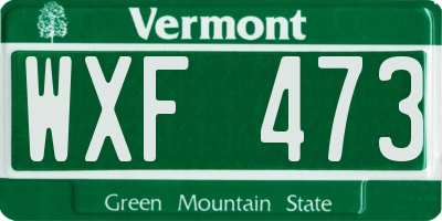 VT license plate WXF473