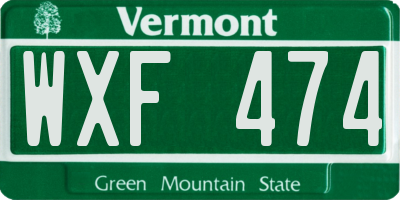 VT license plate WXF474