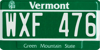 VT license plate WXF476