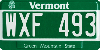 VT license plate WXF493