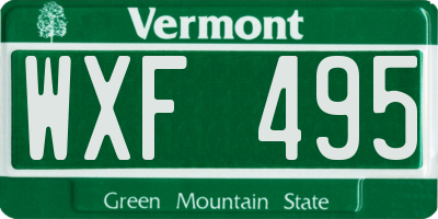 VT license plate WXF495