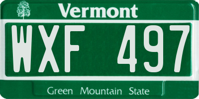 VT license plate WXF497