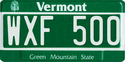 VT license plate WXF500