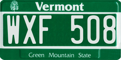 VT license plate WXF508