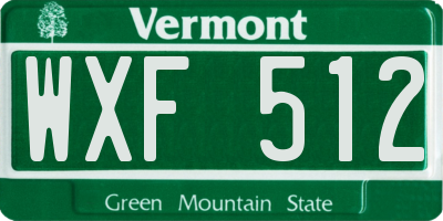 VT license plate WXF512