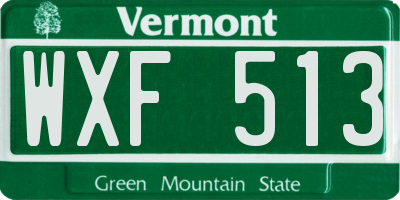VT license plate WXF513