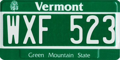 VT license plate WXF523