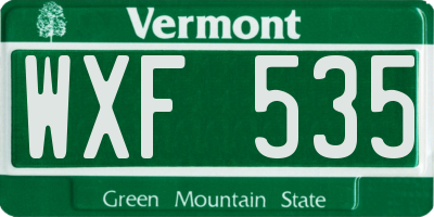 VT license plate WXF535