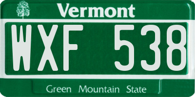 VT license plate WXF538