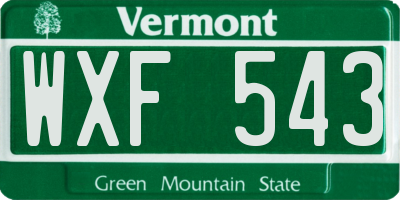 VT license plate WXF543