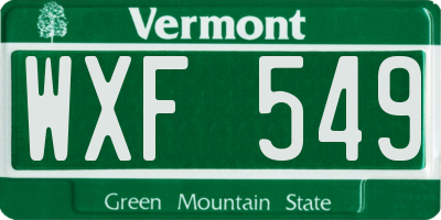 VT license plate WXF549