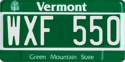 VT license plate WXF550