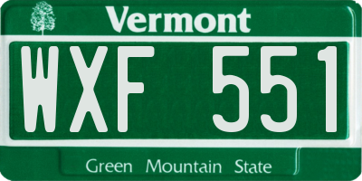 VT license plate WXF551