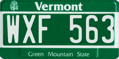 VT license plate WXF563