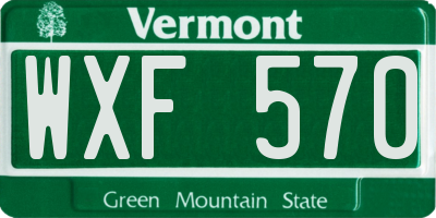 VT license plate WXF570