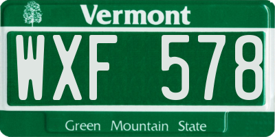 VT license plate WXF578