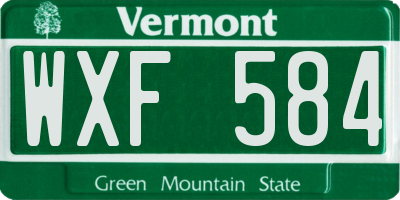 VT license plate WXF584
