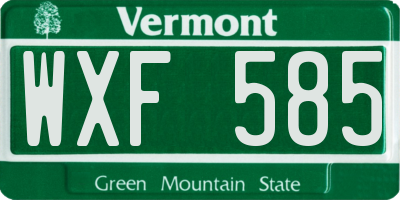VT license plate WXF585