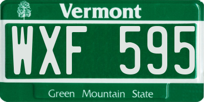 VT license plate WXF595