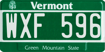 VT license plate WXF596