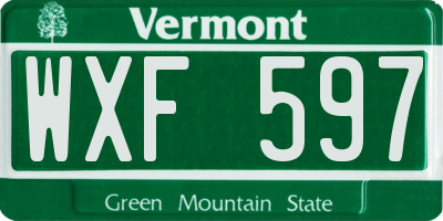 VT license plate WXF597