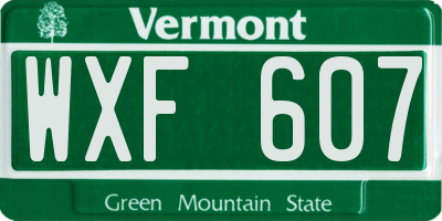 VT license plate WXF607