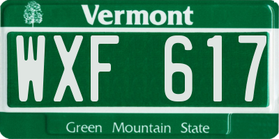 VT license plate WXF617
