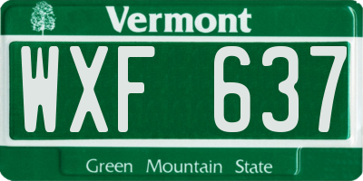 VT license plate WXF637