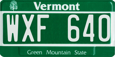 VT license plate WXF640