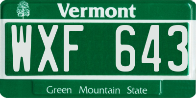 VT license plate WXF643