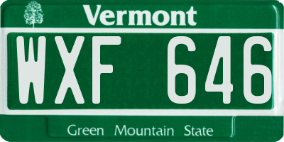 VT license plate WXF646