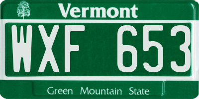 VT license plate WXF653