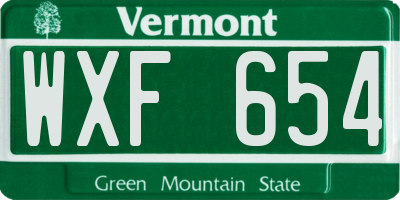 VT license plate WXF654