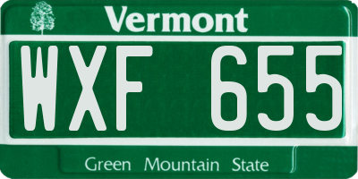 VT license plate WXF655