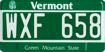 VT license plate WXF658