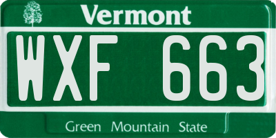VT license plate WXF663