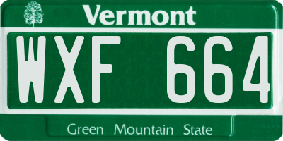 VT license plate WXF664