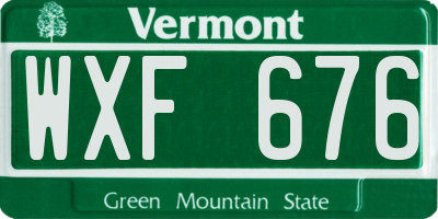 VT license plate WXF676